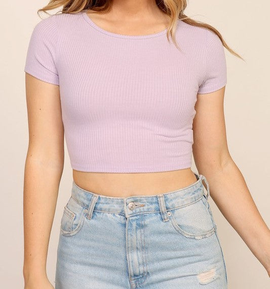 SILVERTRAQ Lavender Relaxed Fit Crop Top